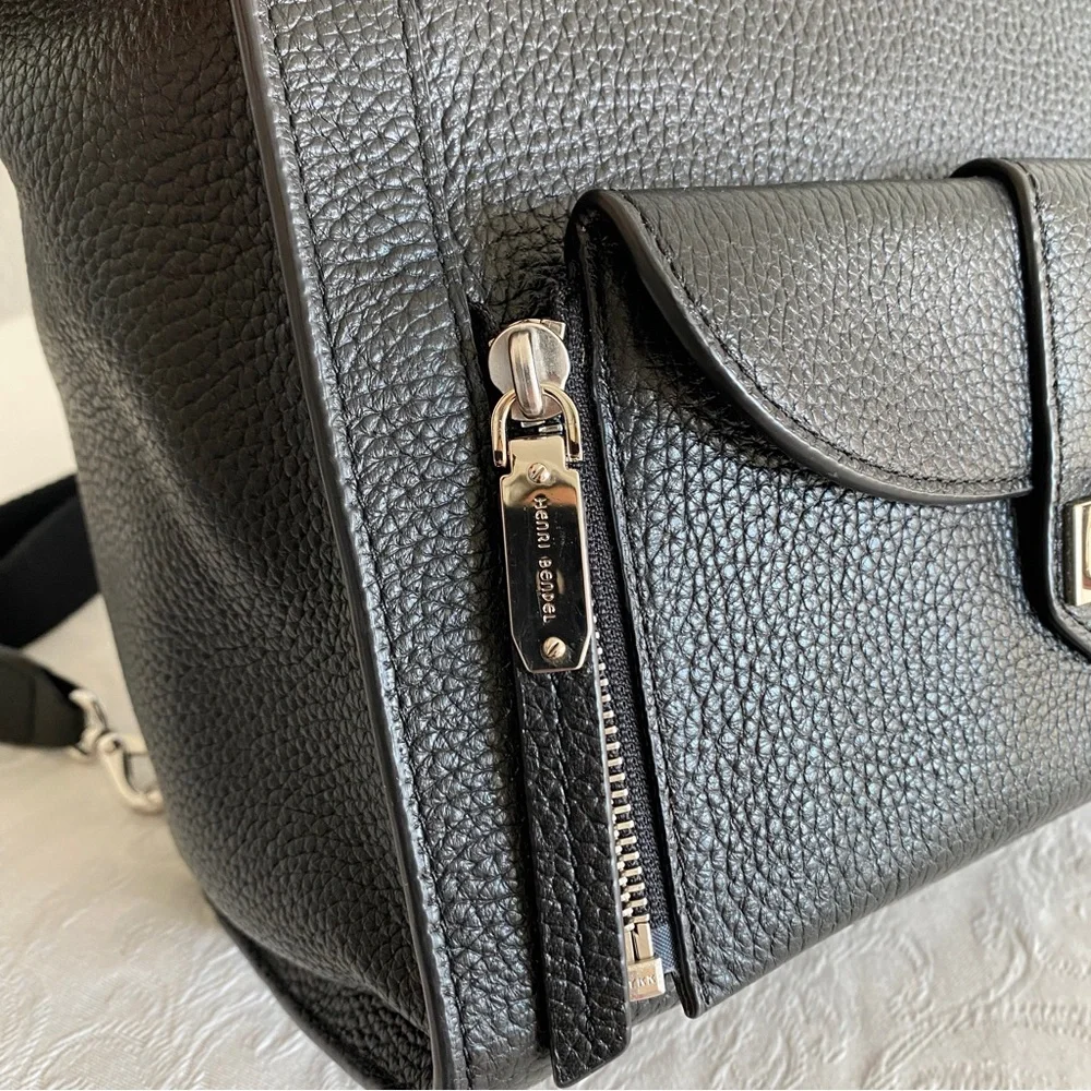 Henri bendel convertible black leather backpack